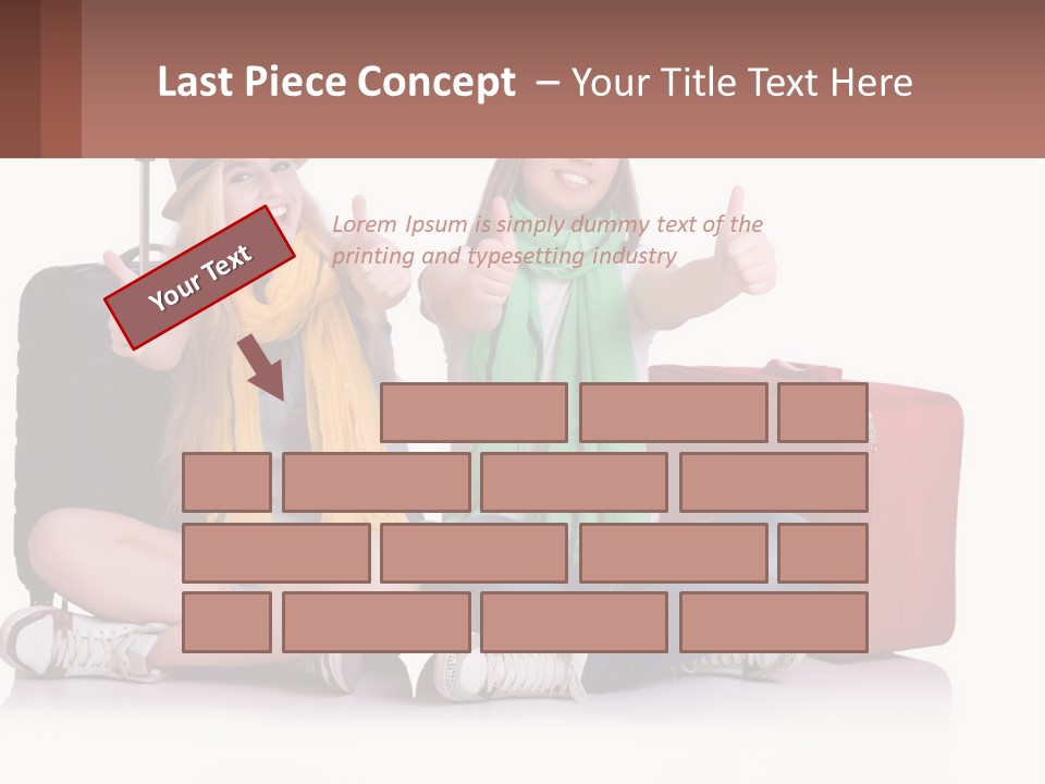 Two Women Sitting On The Ground With Luggage Giving Thumbs Up PowerPoint Template