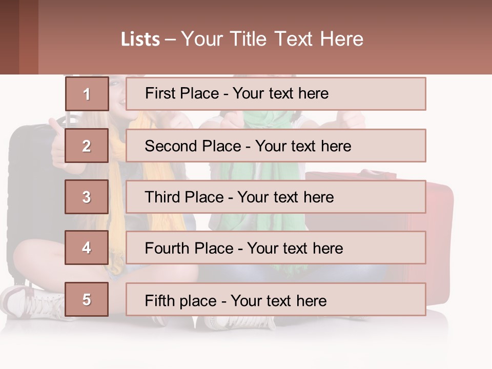 Two Women Sitting On The Ground With Luggage Giving Thumbs Up PowerPoint Template
