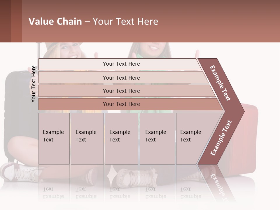 Two Women Sitting On The Ground With Luggage Giving Thumbs Up PowerPoint Template