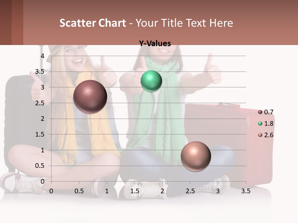Two Women Sitting On The Ground With Luggage Giving Thumbs Up PowerPoint Template