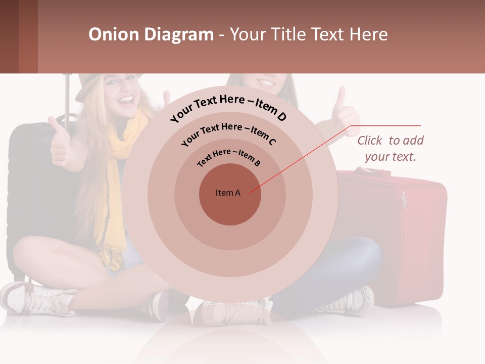 Two Women Sitting On The Ground With Luggage Giving Thumbs Up PowerPoint Template