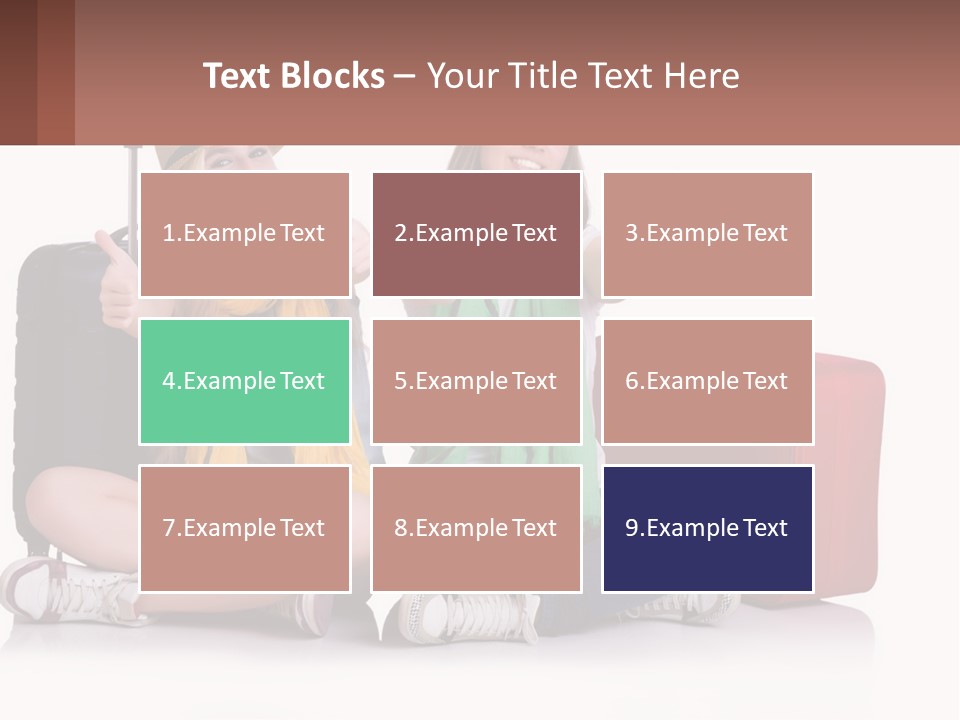 Two Women Sitting On The Ground With Luggage Giving Thumbs Up PowerPoint Template