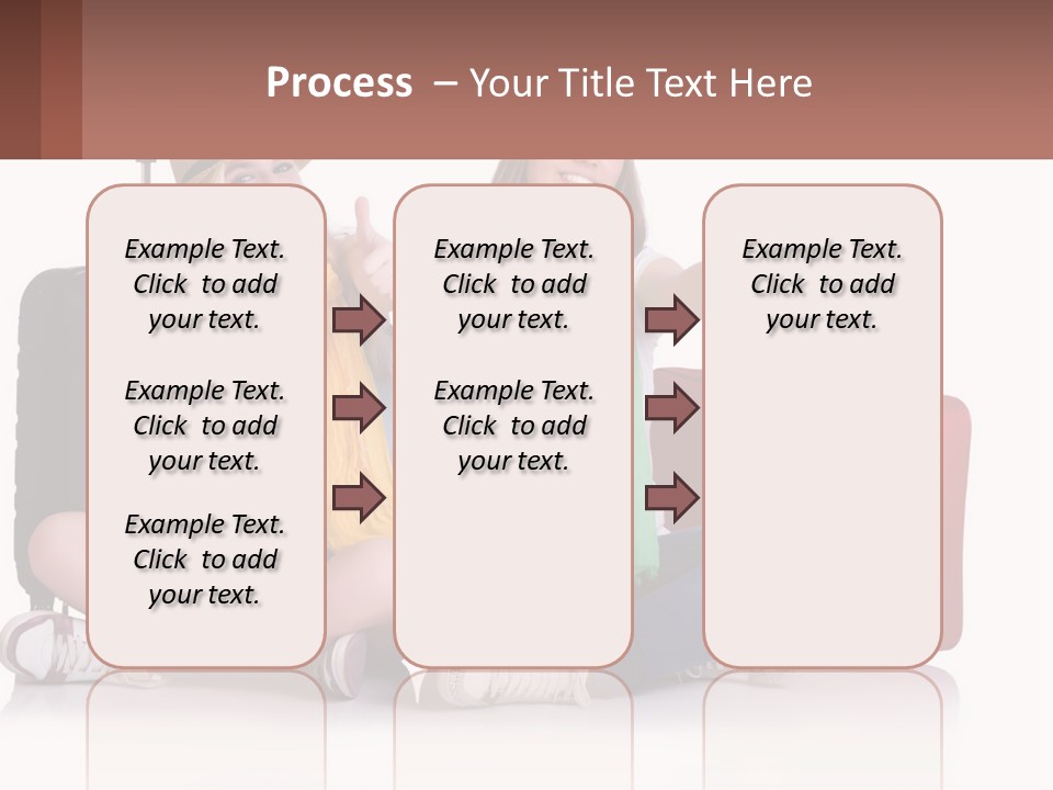 Two Women Sitting On The Ground With Luggage Giving Thumbs Up PowerPoint Template
