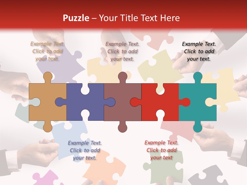 A Group Of People Holding Pieces Of A Puzzle PowerPoint Template