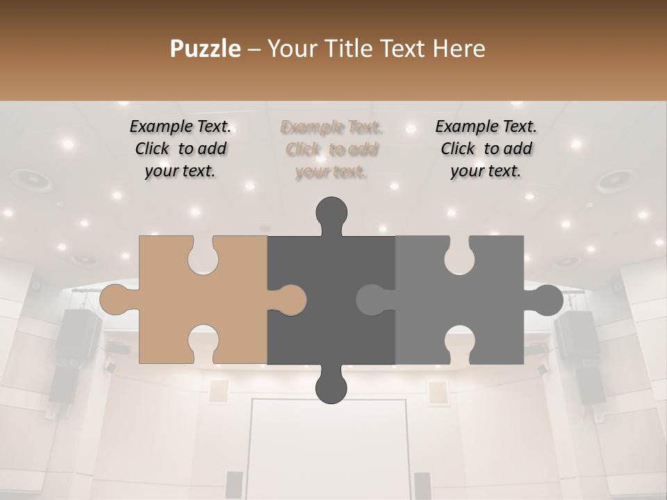 A Large Auditorium With Speakers And Lights On The Ceiling PowerPoint Template