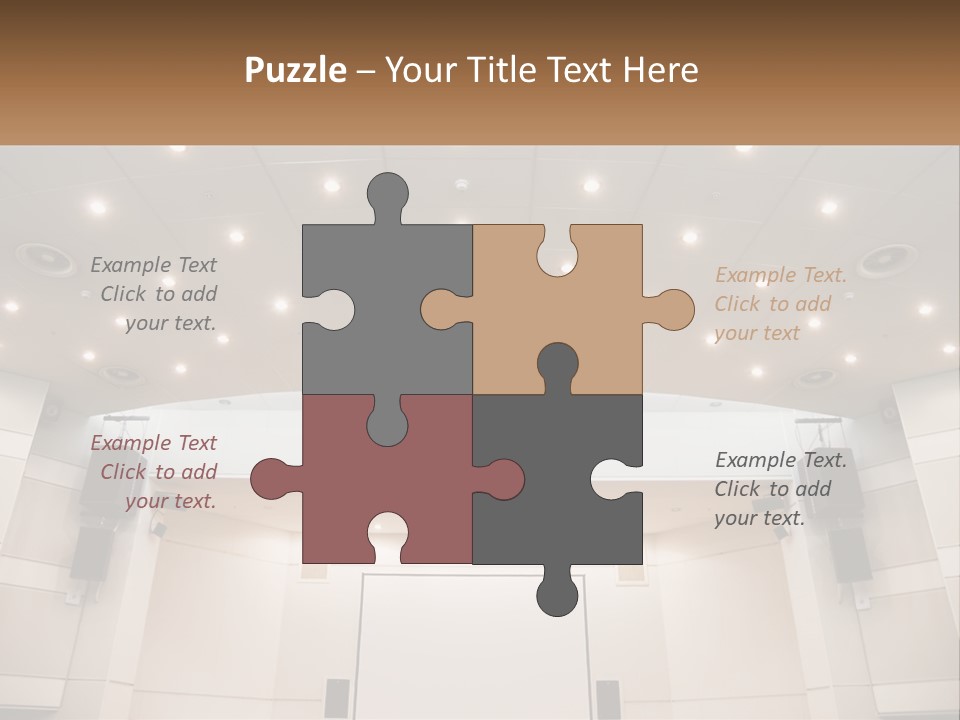 A Large Auditorium With Speakers And Lights On The Ceiling PowerPoint Template