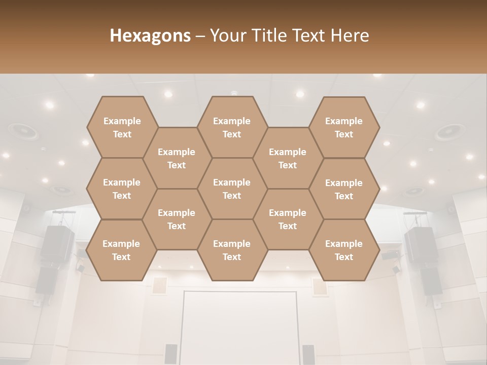 A Large Auditorium With Speakers And Lights On The Ceiling PowerPoint Template