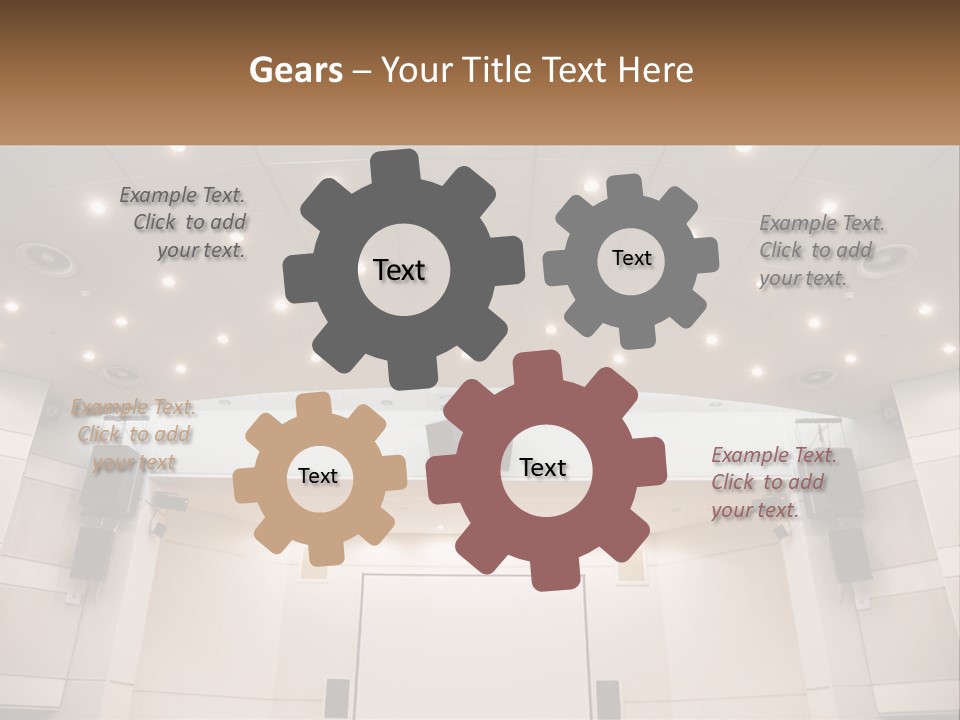 A Large Auditorium With Speakers And Lights On The Ceiling PowerPoint Template