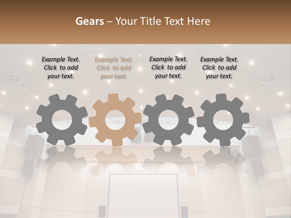 A Large Auditorium With Speakers And Lights On The Ceiling PowerPoint Template