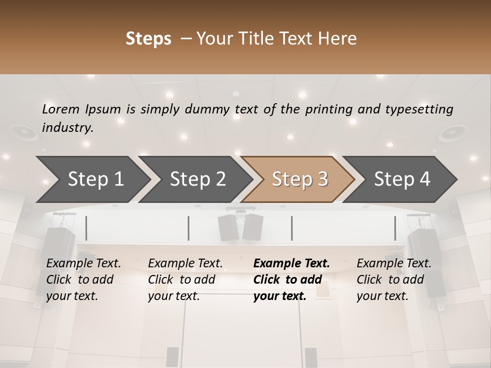 A Large Auditorium With Speakers And Lights On The Ceiling PowerPoint Template