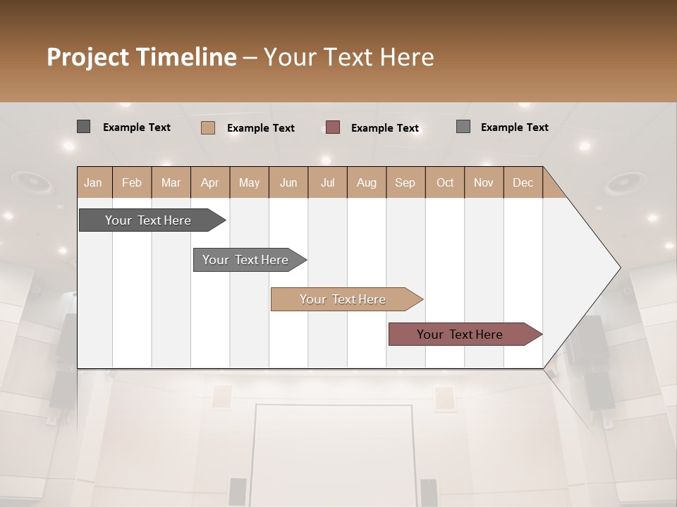 A Large Auditorium With Speakers And Lights On The Ceiling PowerPoint Template