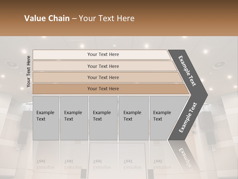 A Large Auditorium With Speakers And Lights On The Ceiling PowerPoint Template
