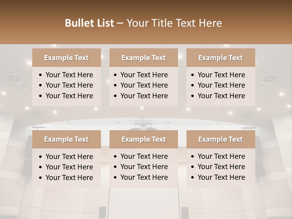 A Large Auditorium With Speakers And Lights On The Ceiling PowerPoint Template