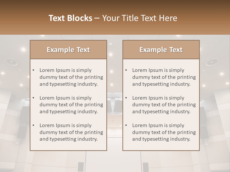 A Large Auditorium With Speakers And Lights On The Ceiling PowerPoint Template