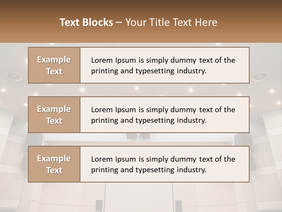 A Large Auditorium With Speakers And Lights On The Ceiling PowerPoint Template