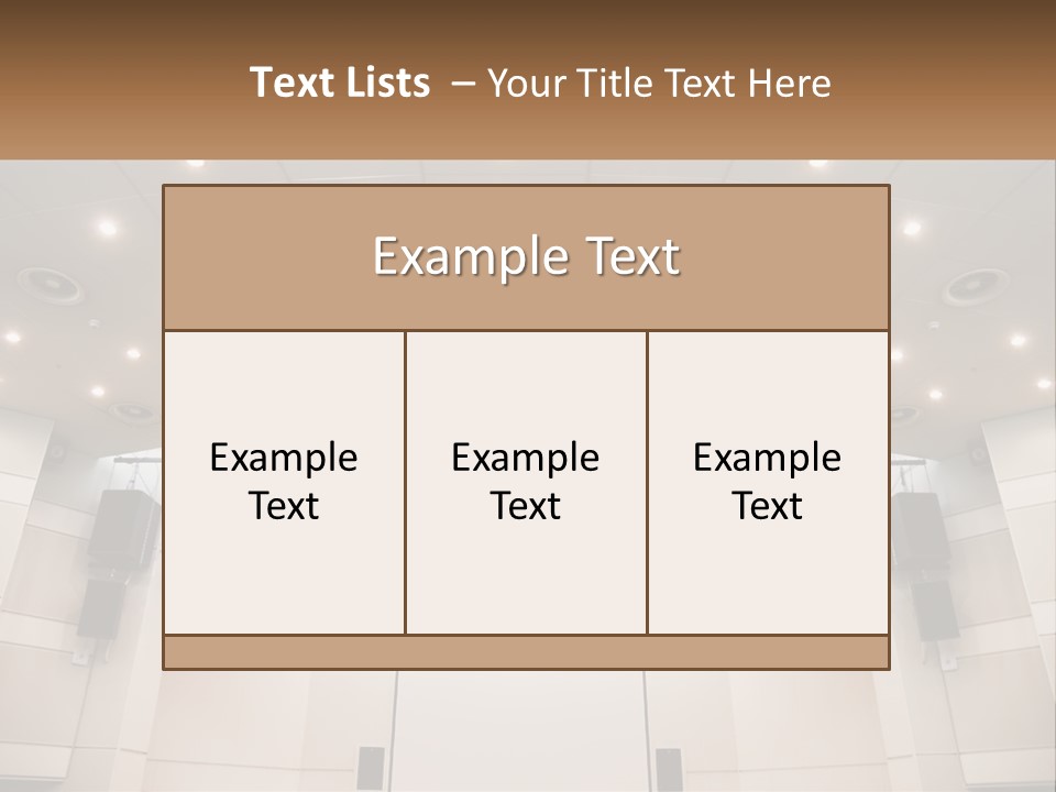 A Large Auditorium With Speakers And Lights On The Ceiling PowerPoint Template