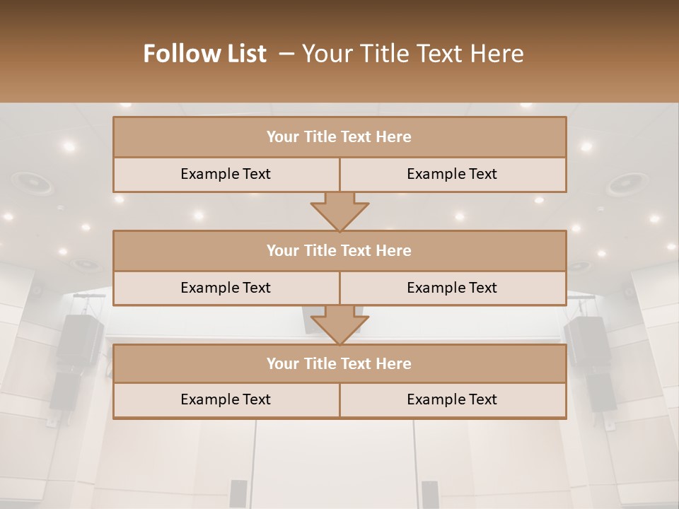 A Large Auditorium With Speakers And Lights On The Ceiling PowerPoint Template