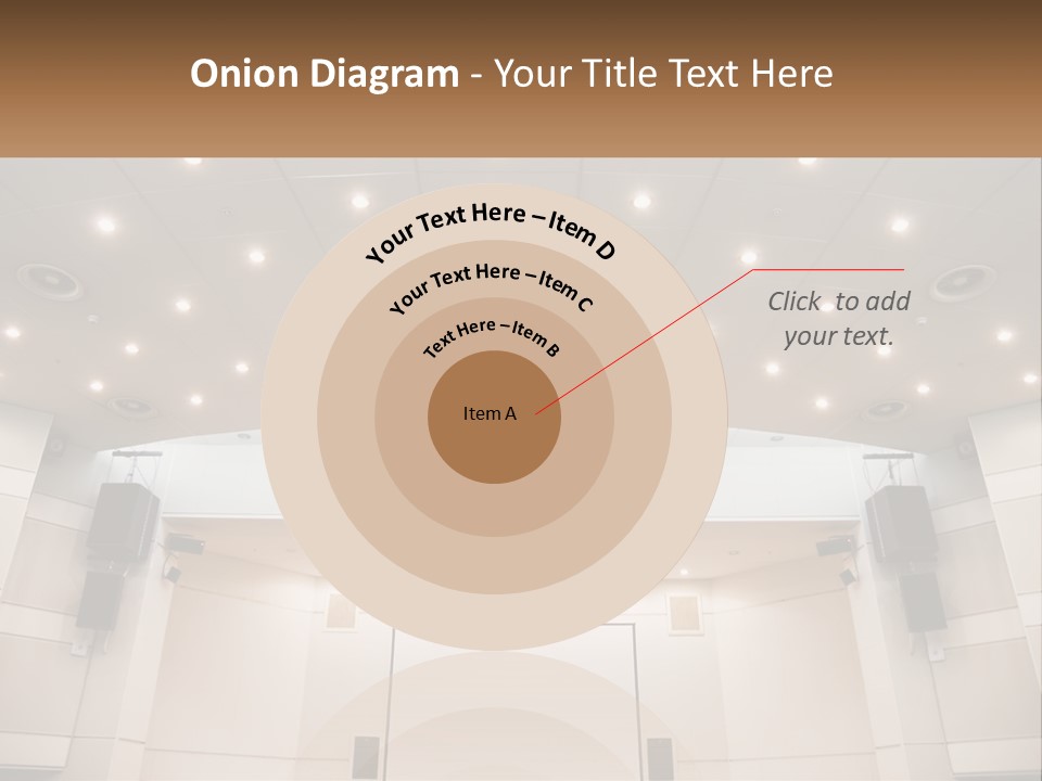 A Large Auditorium With Speakers And Lights On The Ceiling PowerPoint Template