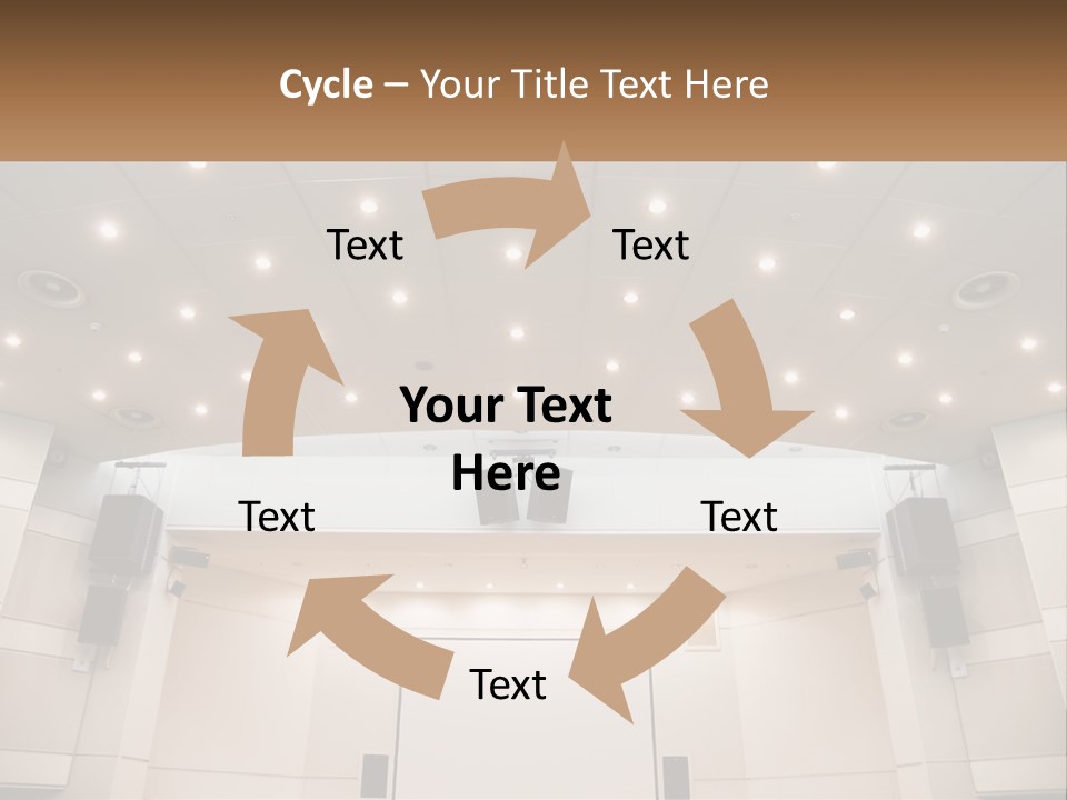 A Large Auditorium With Speakers And Lights On The Ceiling PowerPoint Template