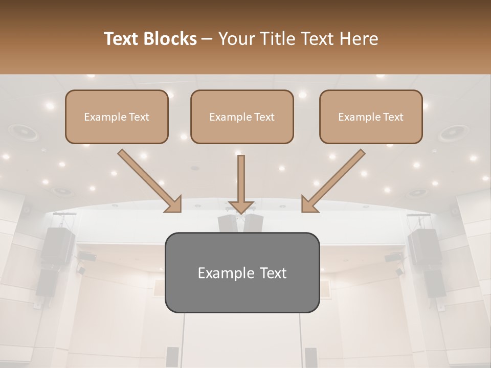 A Large Auditorium With Speakers And Lights On The Ceiling PowerPoint Template