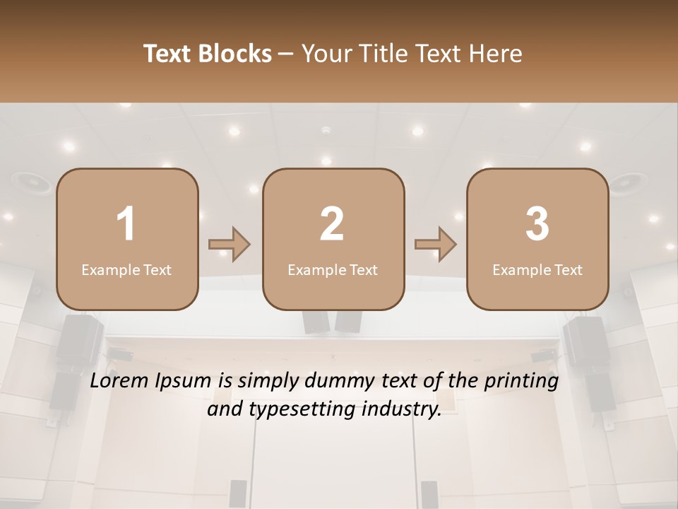 A Large Auditorium With Speakers And Lights On The Ceiling PowerPoint Template