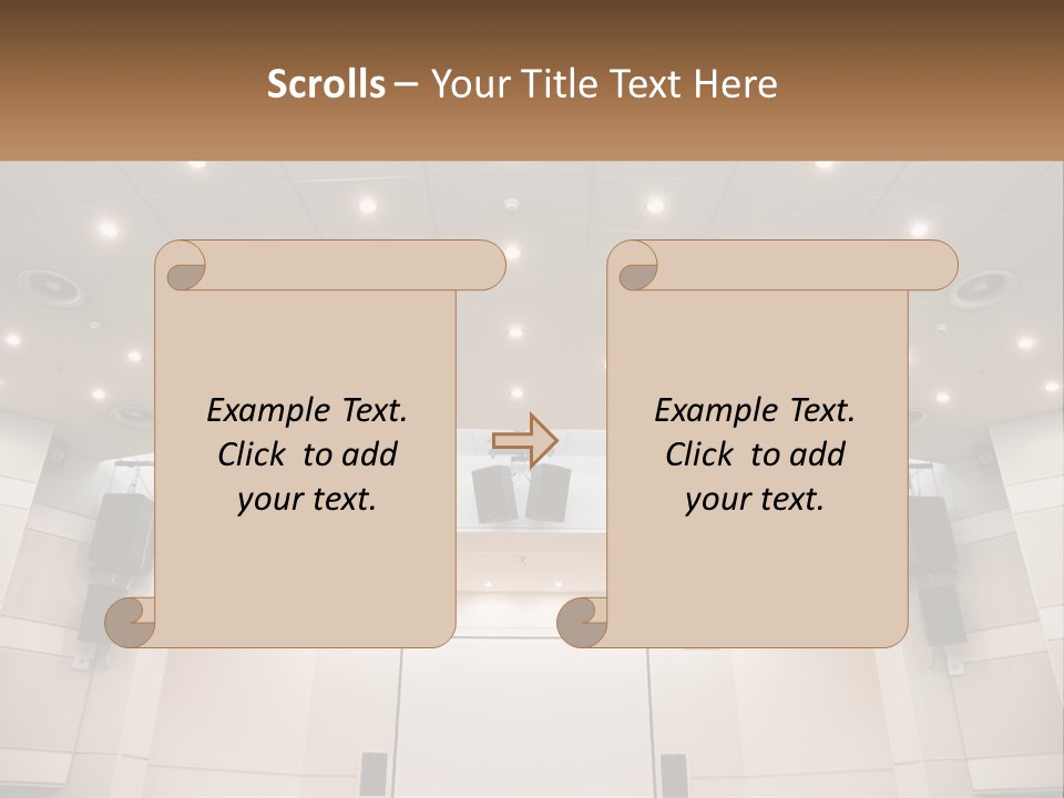 A Large Auditorium With Speakers And Lights On The Ceiling PowerPoint Template