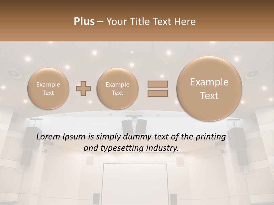 A Large Auditorium With Speakers And Lights On The Ceiling PowerPoint Template