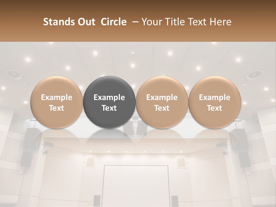 A Large Auditorium With Speakers And Lights On The Ceiling PowerPoint Template