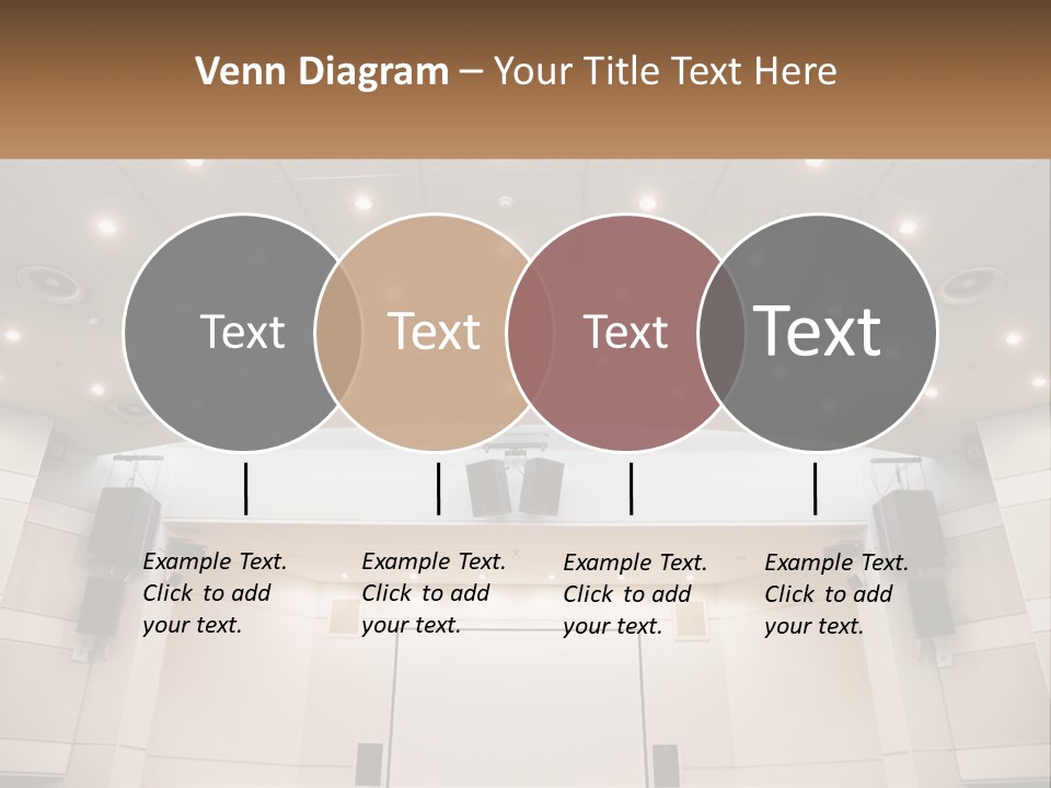 A Large Auditorium With Speakers And Lights On The Ceiling PowerPoint Template