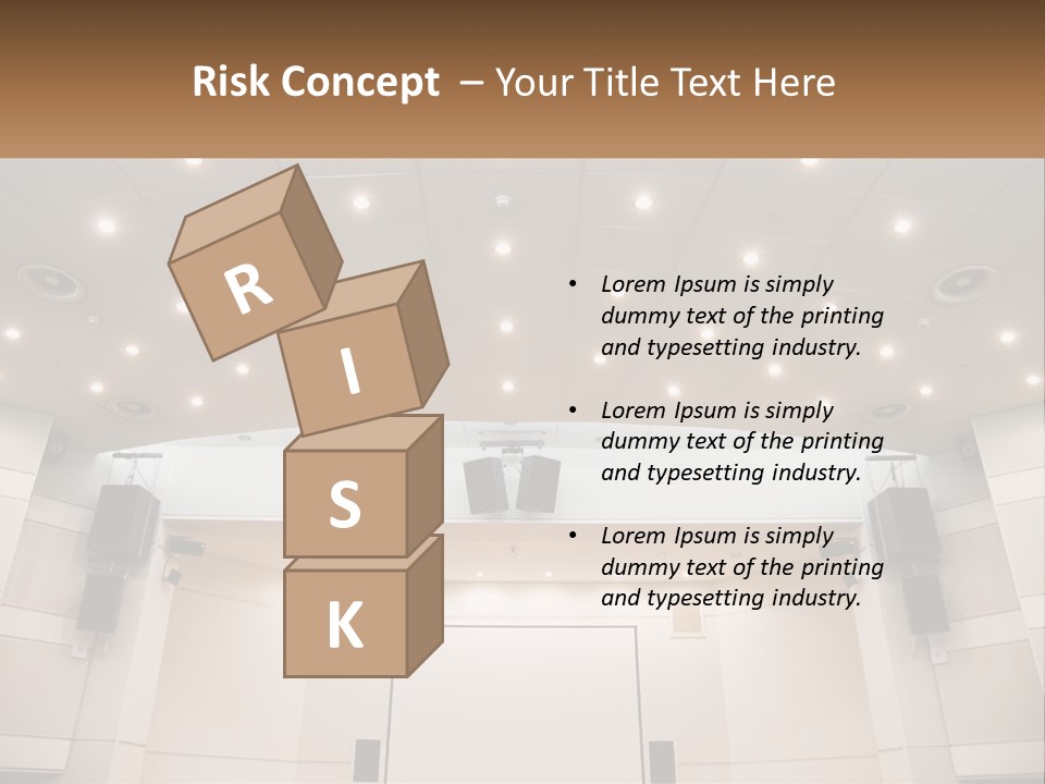 A Large Auditorium With Speakers And Lights On The Ceiling PowerPoint Template