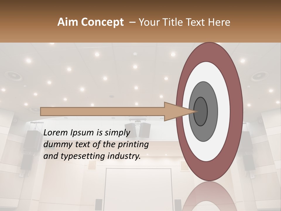 A Large Auditorium With Speakers And Lights On The Ceiling PowerPoint Template