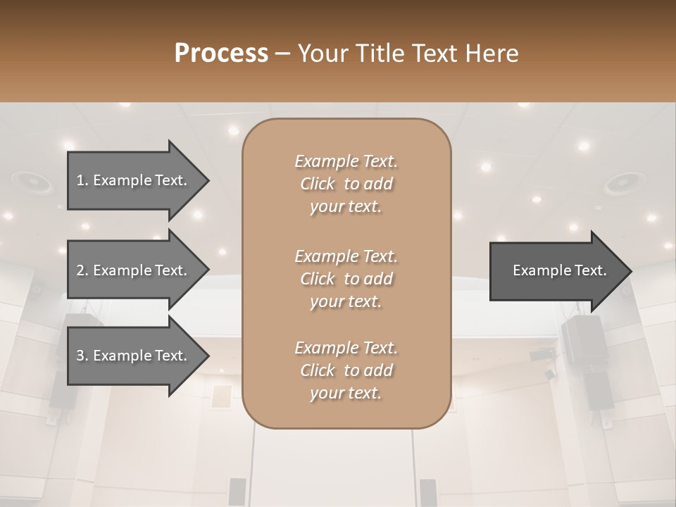 A Large Auditorium With Speakers And Lights On The Ceiling PowerPoint Template