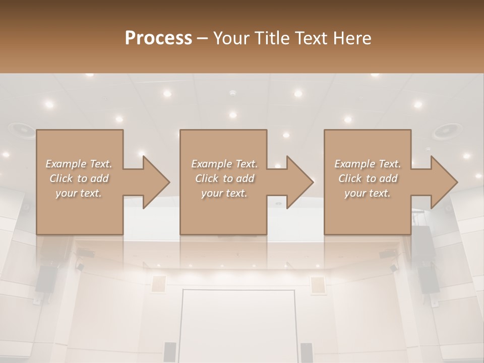 A Large Auditorium With Speakers And Lights On The Ceiling PowerPoint Template