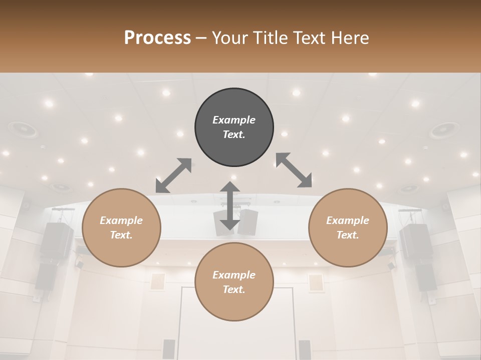 A Large Auditorium With Speakers And Lights On The Ceiling PowerPoint Template
