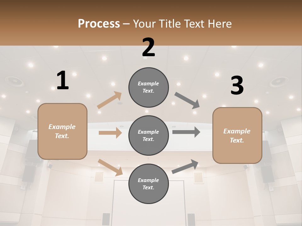 A Large Auditorium With Speakers And Lights On The Ceiling PowerPoint Template