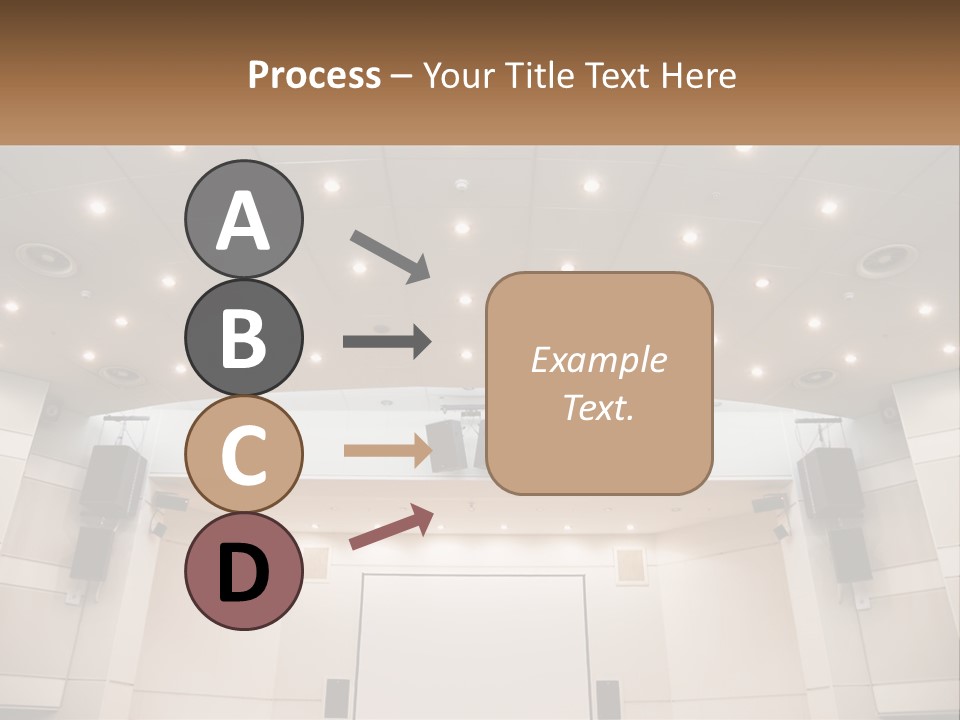 A Large Auditorium With Speakers And Lights On The Ceiling PowerPoint Template