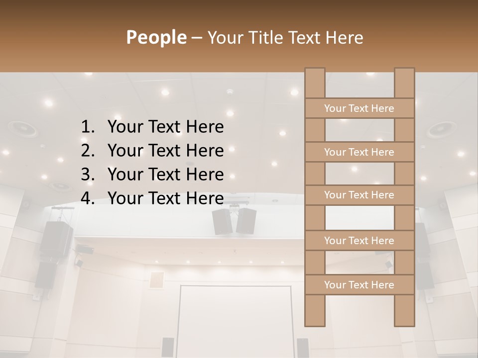 A Large Auditorium With Speakers And Lights On The Ceiling PowerPoint Template