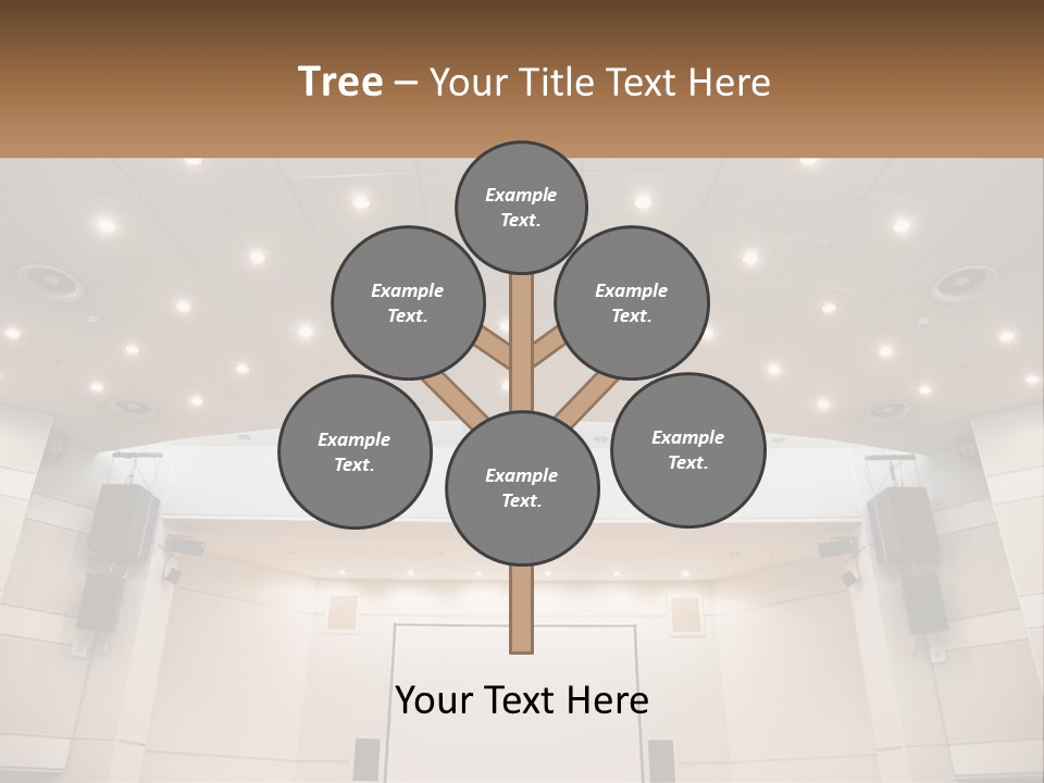 A Large Auditorium With Speakers And Lights On The Ceiling PowerPoint Template