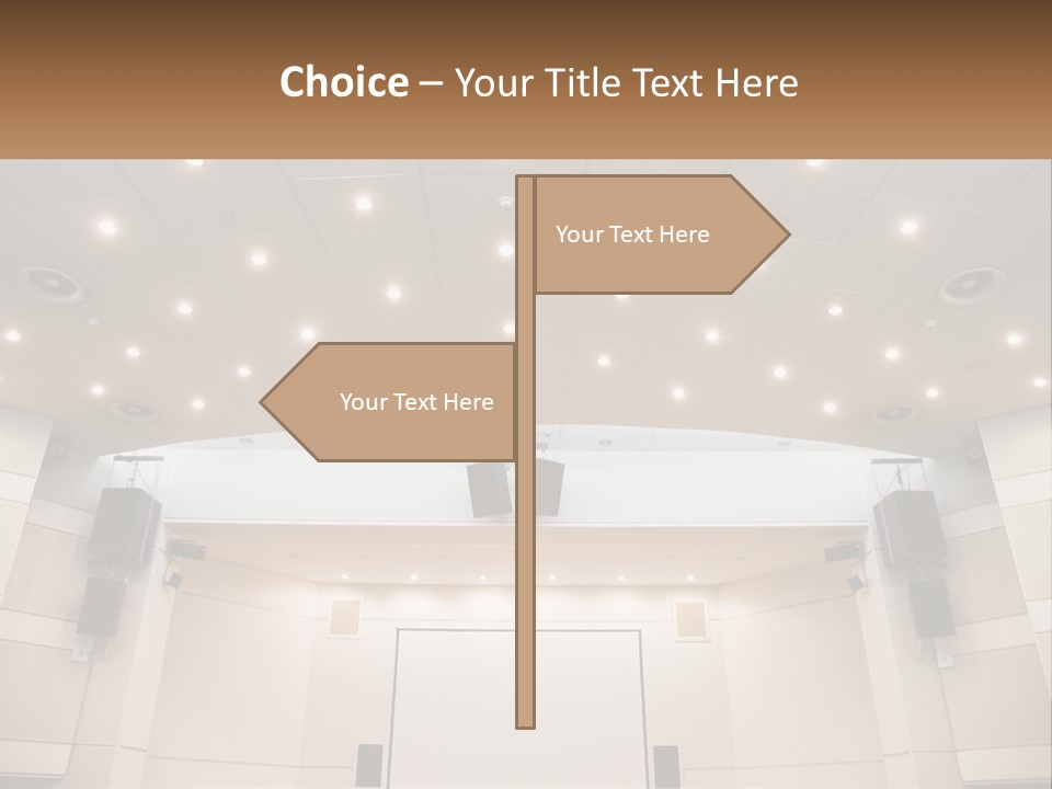 A Large Auditorium With Speakers And Lights On The Ceiling PowerPoint Template