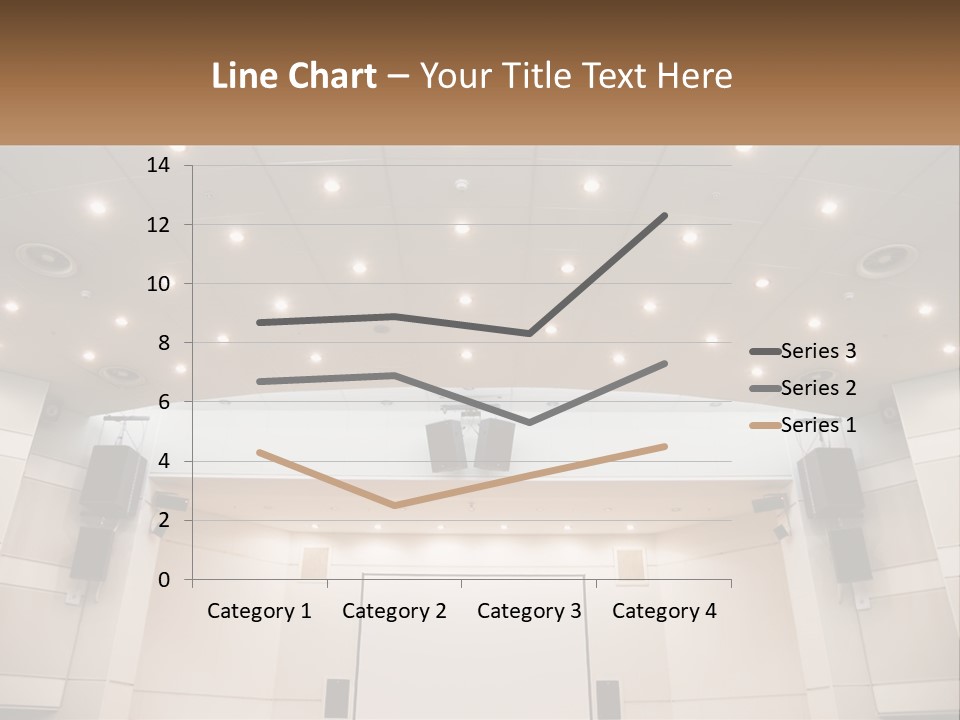 A Large Auditorium With Speakers And Lights On The Ceiling PowerPoint Template