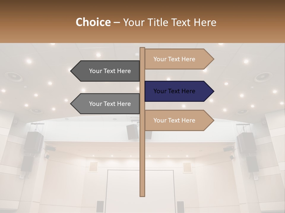 A Large Auditorium With Speakers And Lights On The Ceiling PowerPoint Template