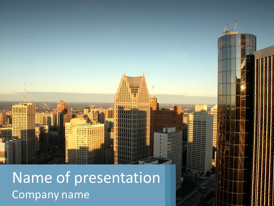 A City Skyline With Skyscrapers In The Background PowerPoint Template