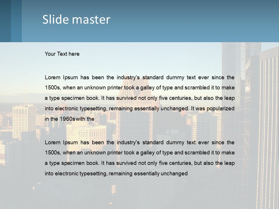 A City Skyline With Skyscrapers In The Background PowerPoint Template