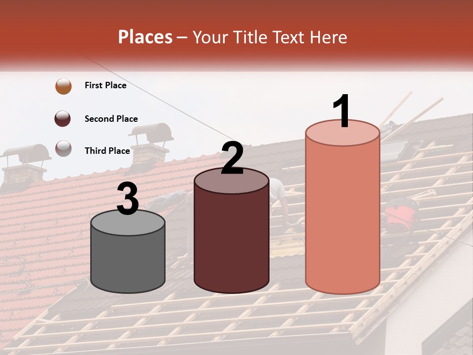 Two Men Working On The Roof Of A House PowerPoint Template