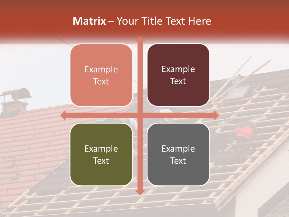 Two Men Working On The Roof Of A House PowerPoint Template