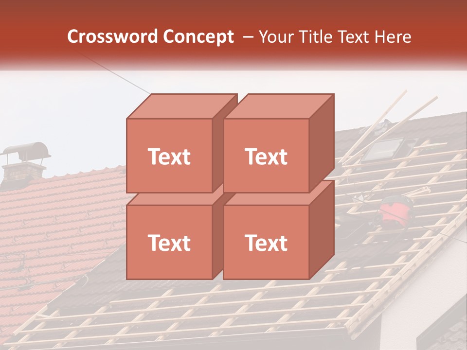 Two Men Working On The Roof Of A House PowerPoint Template