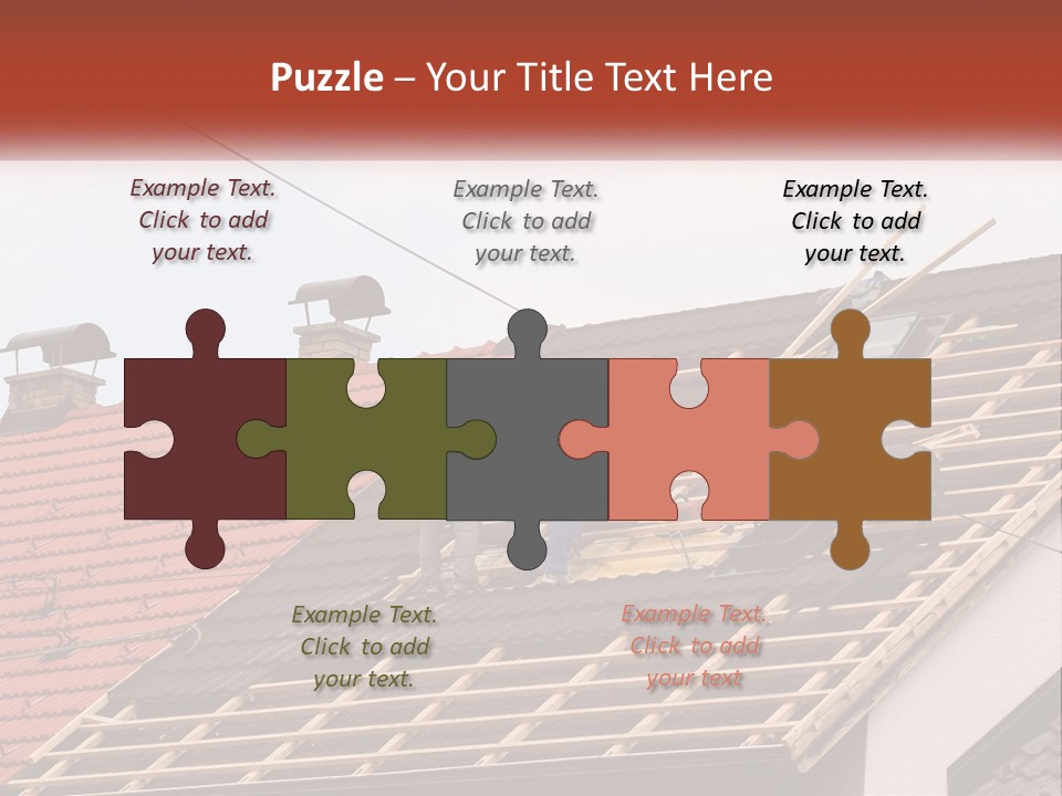 Two Men Working On The Roof Of A House PowerPoint Template