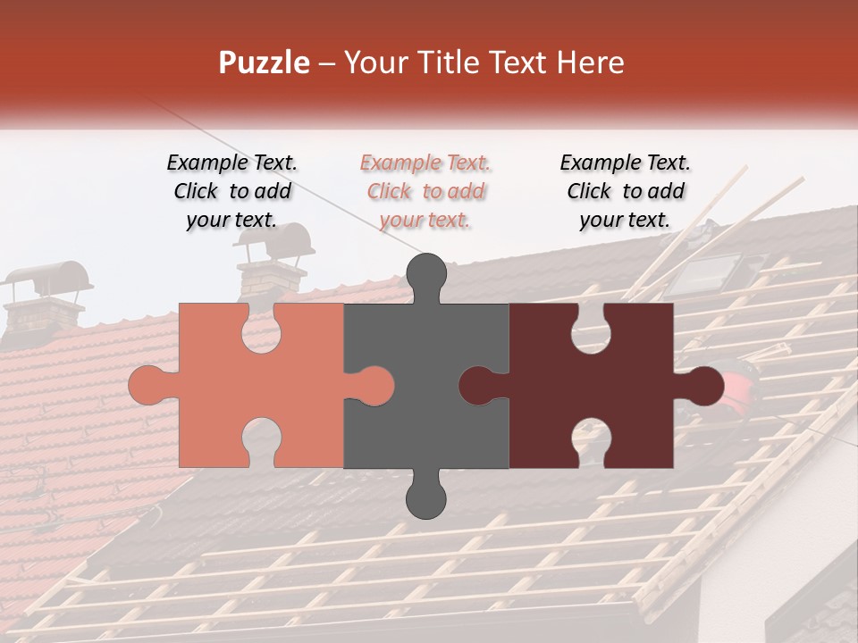 Two Men Working On The Roof Of A House PowerPoint Template