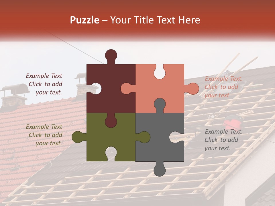 Two Men Working On The Roof Of A House PowerPoint Template