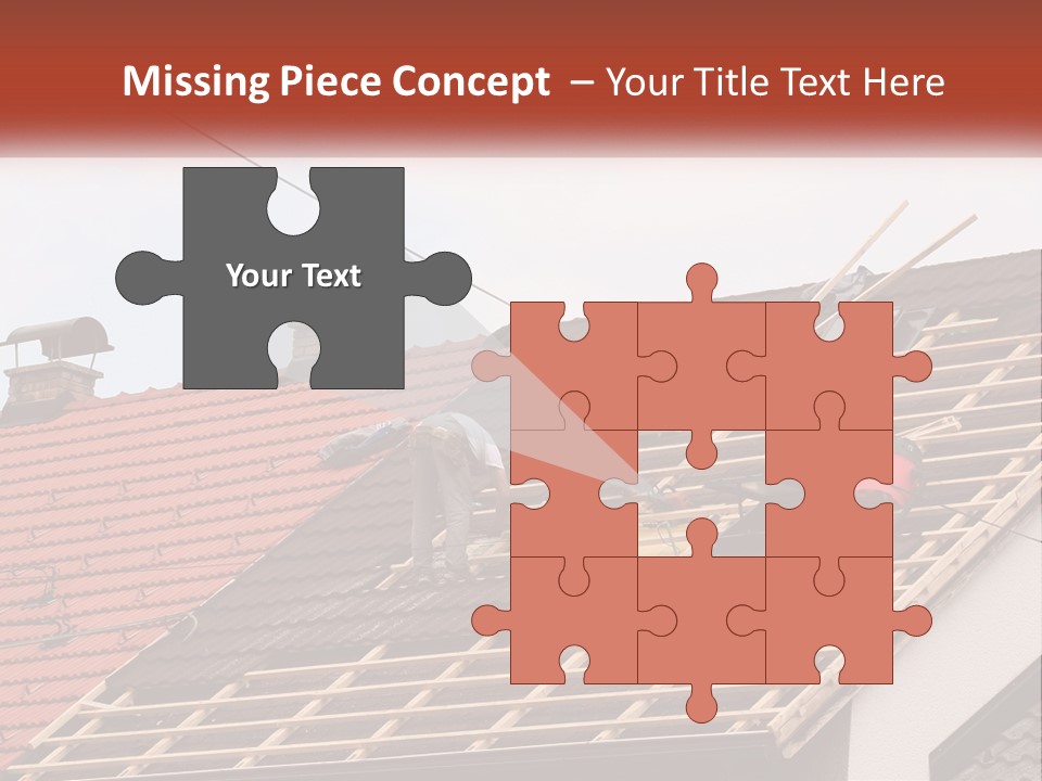 Two Men Working On The Roof Of A House PowerPoint Template